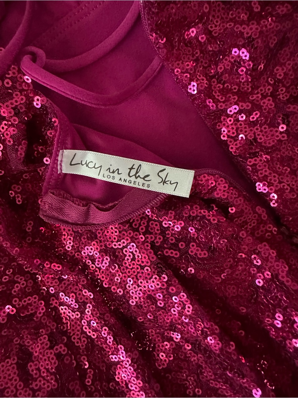 Lucy in the Sky Fuchsia Sequin Slip Dress - Picture 3 of 3